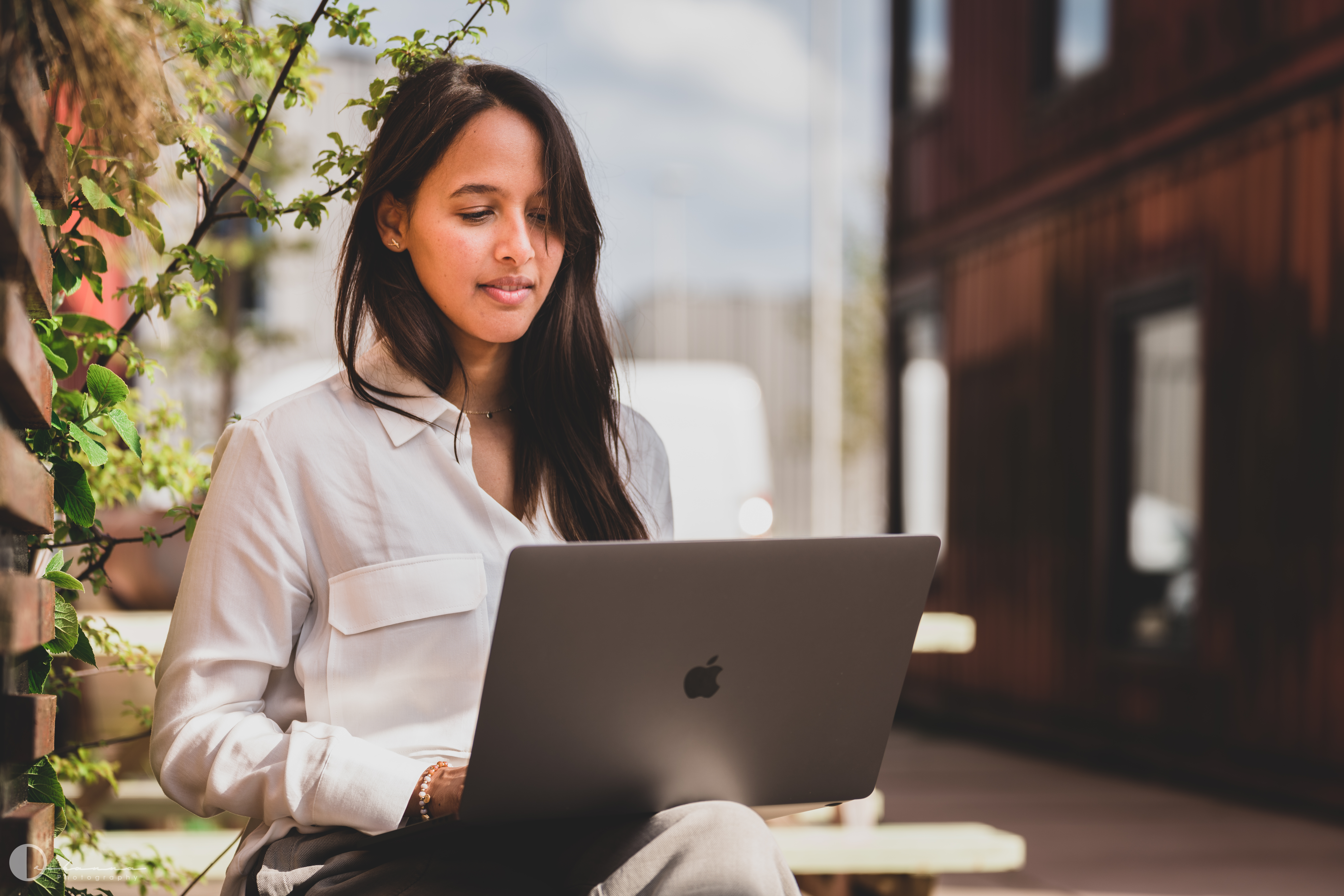 a person looking at a computer