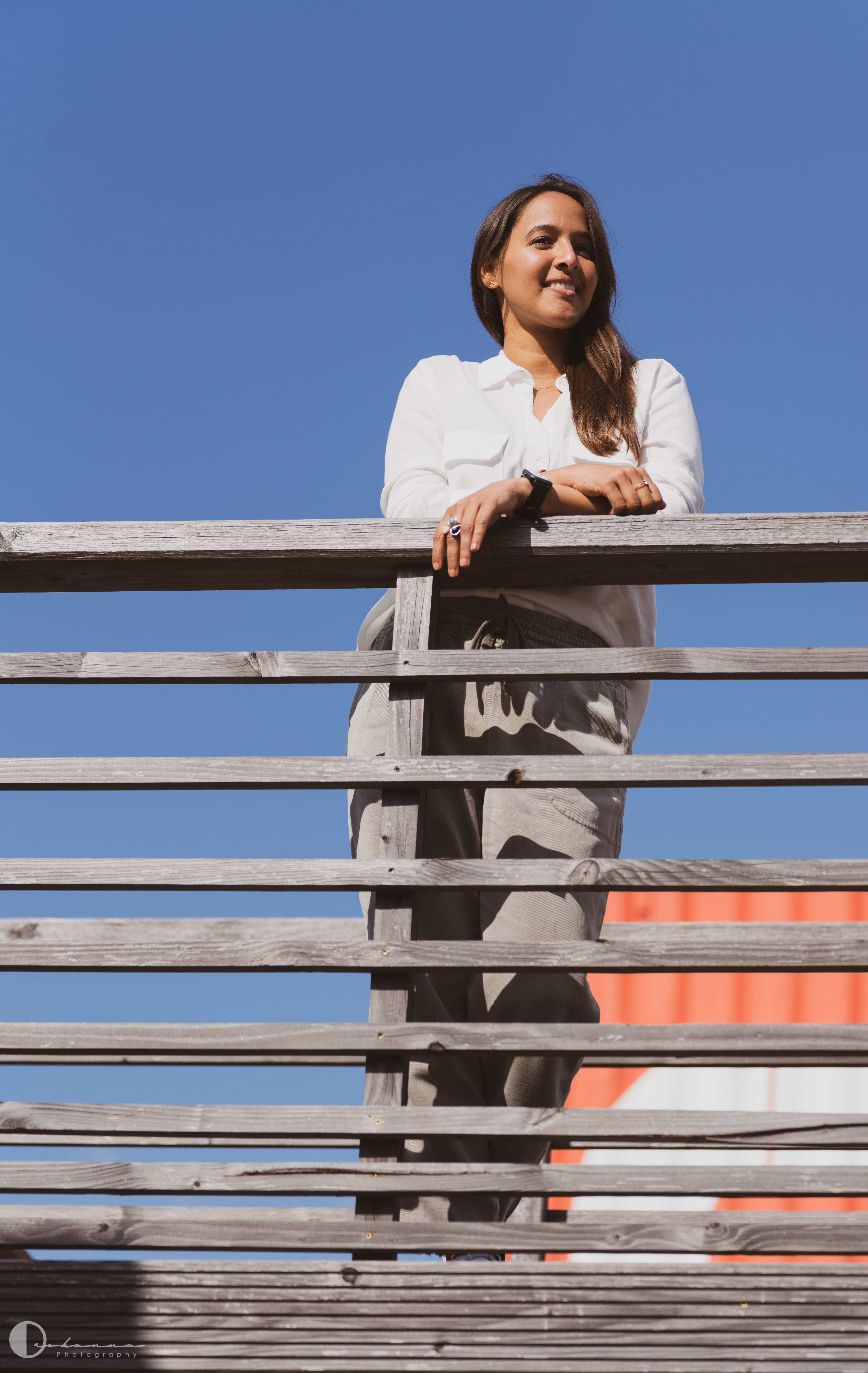 woman on a bridge